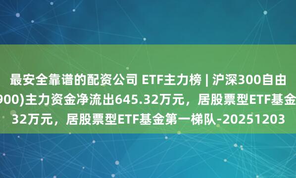 最安全靠谱的配资公司 ETF主力榜 | 沪深300自由现金流ETF摩根(563900)主力资金净流出645.32万元,居股票型ETF基金第一梯队-20251203